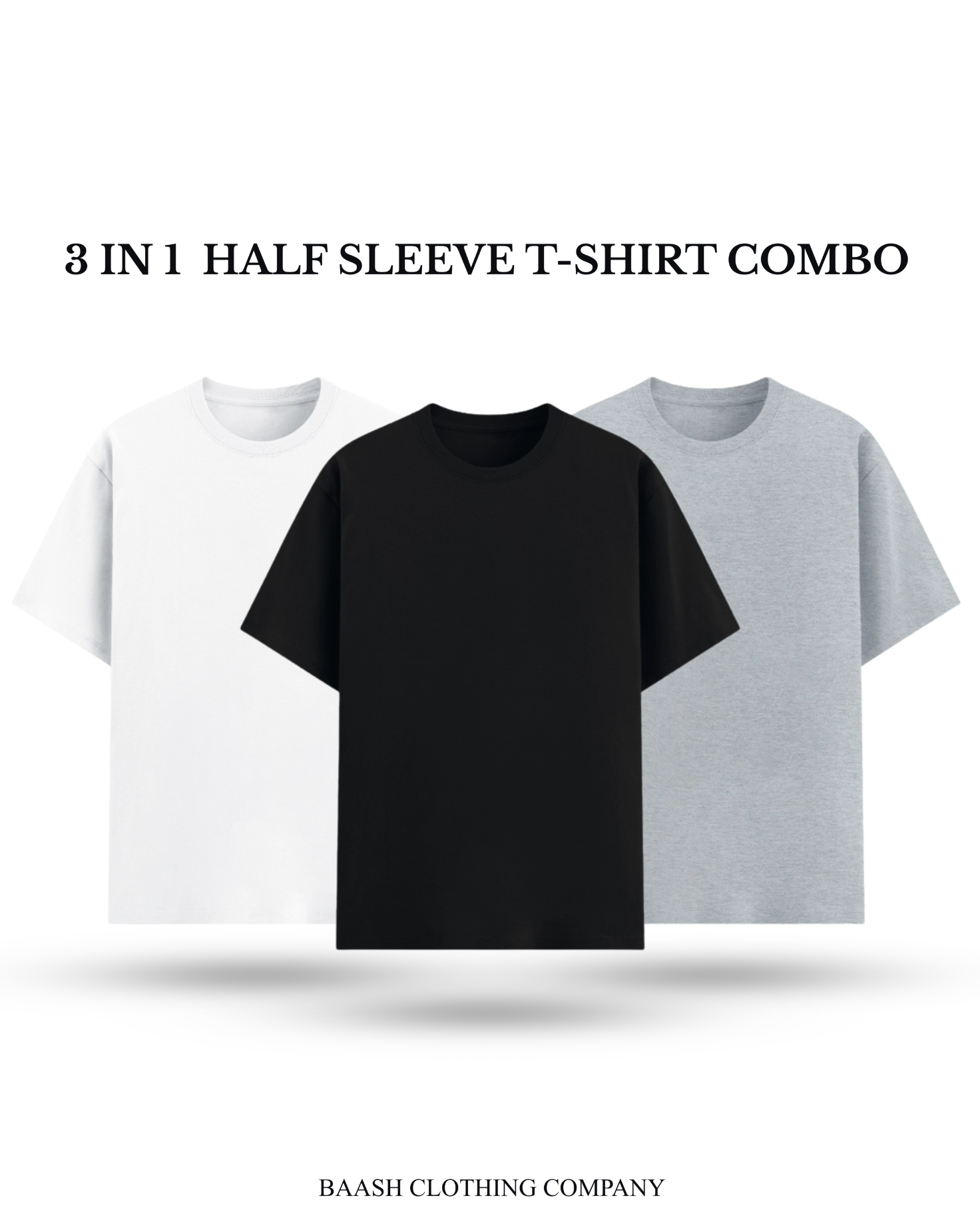 3 IN 1 UNISEX  BASIC T-SHIRT COMBO PACK